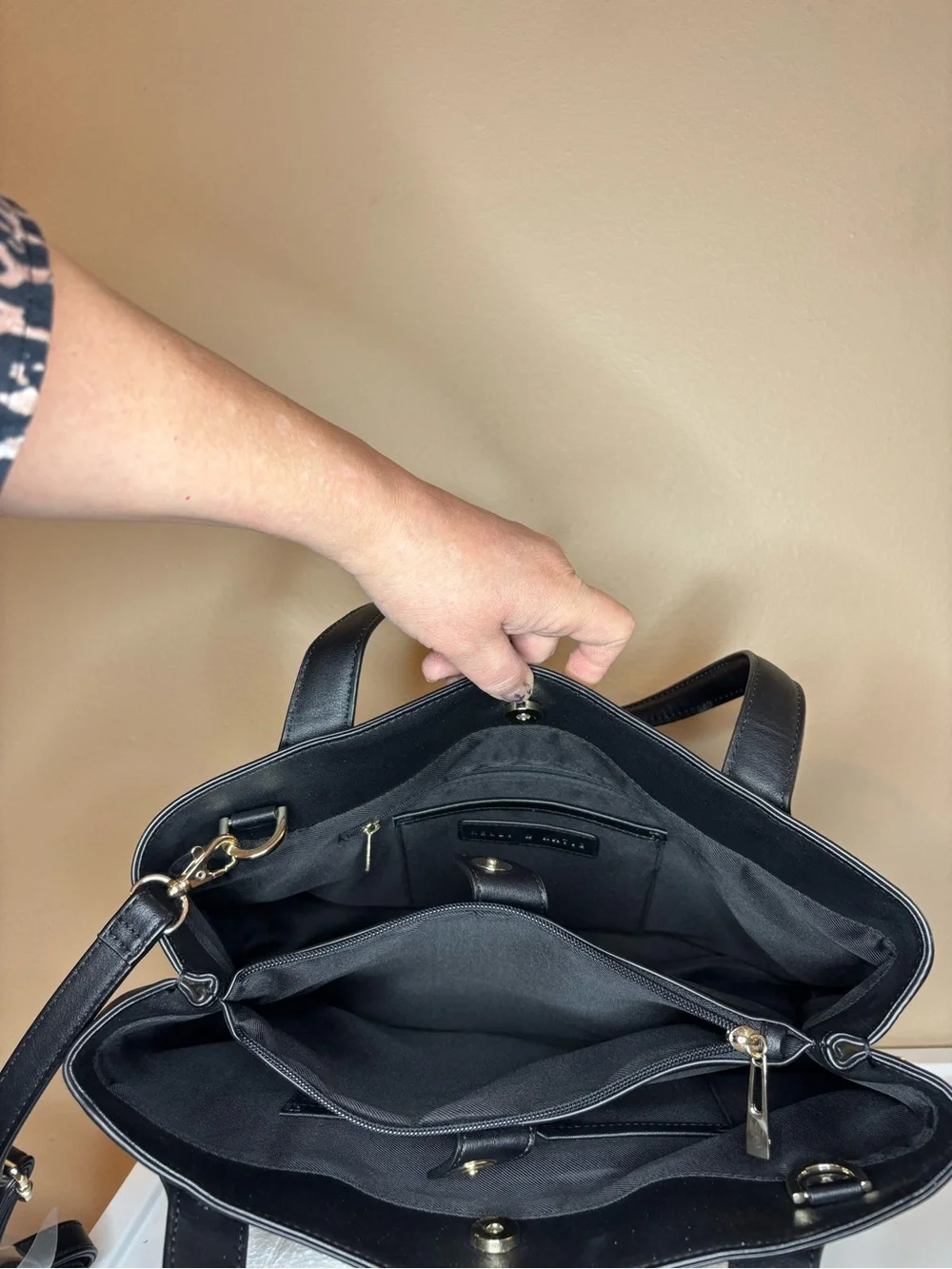 Kelly & Katie Purse Black & Leopard Print Oversized 3-in-1 Tote Satchel Bag